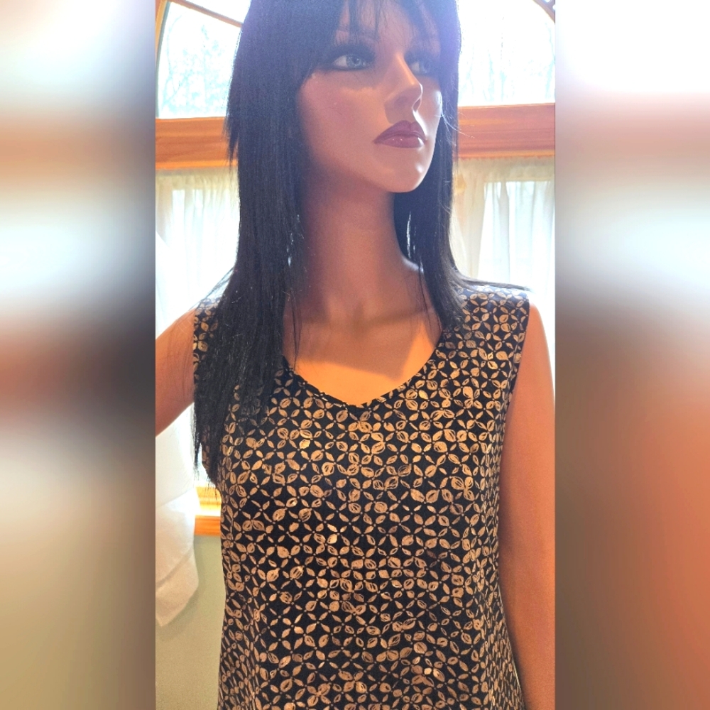 Croft and Barrow Sleeveless Brown Print Shell Top Size Large